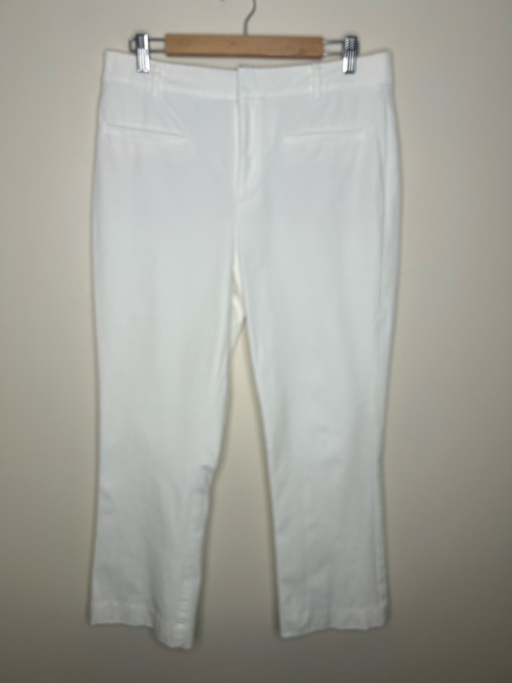 Maeve by Anthropology White Stretch Pants Size 12 Cotton Blend Slight Crop